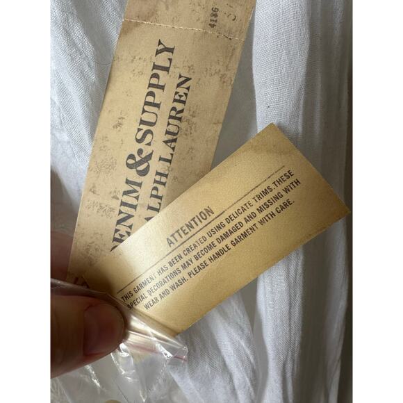 NWT Denim & Supply Ralph Lauren White Embroidered Boho Peasant Blouse Size L - Picture 6 of 6